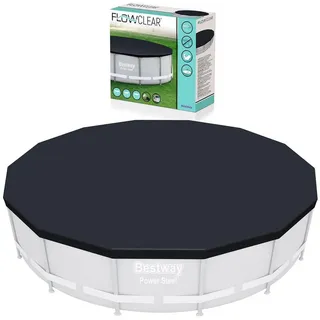 BESTWAY Pool-Abdeckplane Frame Pool Swimmingpool Schutz Abdeckung Cover Ø 427cm grau