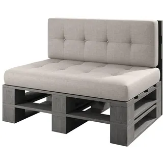 sunnypillow Palettenmöbel Europaletten, Grau Bank 120x60cm | Indoor & Outdoor, Lounge gartenmöbel Holz gartenmöbel Set, Lounge möbel Terrasse Balkon loft Stil Paletten Palette