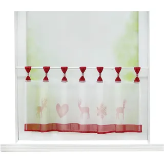 Joyswahl Scheibengardine Voile Bistrogardine »Elch« mit Weihnachten Muster Transparente Gardine Stores HxB 60x90cm Rot 1er Pack