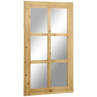 HOMCOM Wandspiegel Spiegel in Fensteroptik 101,6 cm x 60,9 cm x 2 cm MDF-Holz Tannenholz (Set, 1-St., 1 x Wandspiegel), Mit Holzrahmen beige
