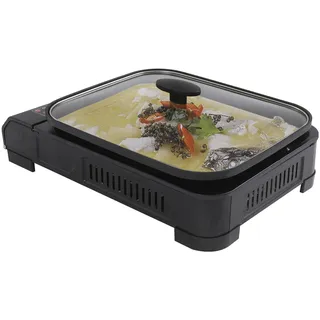 Tragbarer Tischgrill Gas, Camping Gasgrill Set mit Grillplatte und Deckel – Kompakt, 2,1 kW, Gasgrill Klein für Outdoor, Picknick & Garten