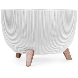 KONZEPT Blumentopf mit Füßen – großer Blumenkübel aus Kunststoff, runde Pflanzschale, 40 oder 47cm, modern & wetterfest, für Innen und Außen weiß Ø 40 cm