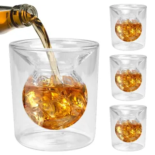 NAROSEBE 4 Schnapsgläser Set 120 ml Tequila Gläser mit 3D-Relief-Golf-Form im Inneren Transparent Vodka Gläser Whiskyglas Stamperlgläser für Schnaps, Jägermeister, Korn