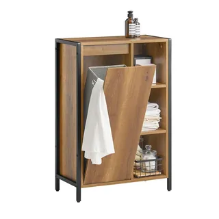 SoBuy Wäscheschrank mit 1 Tür Dunkelbraun 60x30x90cm Funktional