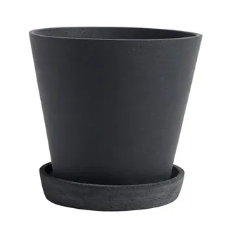HAY Pflanztopf mit Untersetzer aus Polystone, H 13,5cm / 14cm
