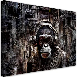 Feeby Leinwandbild, Grau, Textil, Tiere, Rechteckig, 120x80 cm, Bilder und Zubehör, Wandbilder, Leinwandbilder
