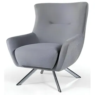 JVmoebel Sessel Grauer Ohrensessel mit verstellbarer Rückenlehne und Edelstahlfüßen (Sessel), Made in Europa grau
