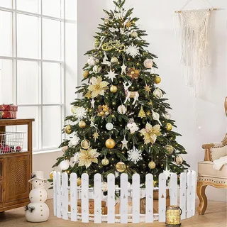 Weihnachtszaun Tannenbaum Zaun Deko Mehrweg-Barriere Weiß 42 cm