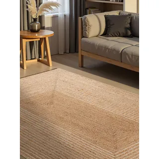 HANSE HOME Juno Line Juteteppich 120 x 170 cm Beige/Gold/Weiß