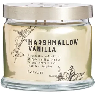 PartyLite Vanille Marshmallow Kerze mit 3 Dochten, Gourmand Duft, Topfförmig, 11 cm, Indoor, Wohnraumdekoration