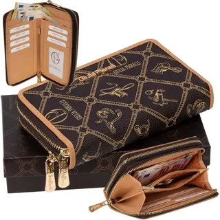 Giulia Pieralli Damen Geldbörse Geldbeutel Brieftasche Portmonee XXL CAFFE-CREMA (02A)