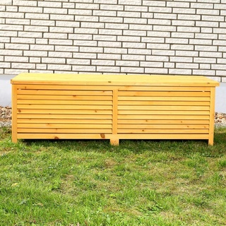 Mucola Auflagenbox Holz Kissentruhe Auflagen Kissenbox 140 cm Gartenbox Gartentruhe Auflagentruhe Aufbewahrungsbox - Braun