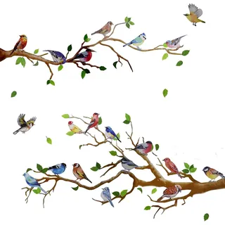 Sollbry - Wandtattoo "kleine Vögel Auf Baumzweigen" Aus Pvc (25 X 35 Cm), Abnehmbar, Abziehen Und Aufkleben, Für Schlafzimmer, Büro, Klassenzimmer, Wohnzimmer