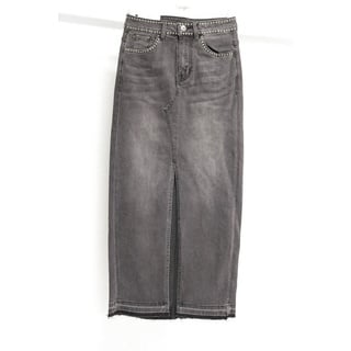 MonCaprise by Clothè Midirock Jeansrock Jeans-Trend Midiskirt Midi Rock hochwertige Qualität grau