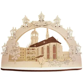 3D LED Schwibbogen Lutherstadt Wittenberg Schlosskirche - Holzkunst aus Sachsen - mit Netzkabel | Lichterbogen Weihnachten