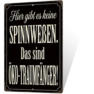 Putuo Decor Lustiges Vintage Metall Wandschild, Keine Spinnweben Sondern Öko Traumfänger, Dekoration für Wohnzimmer und Schlafzimmer