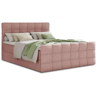 Sofnet Boxbett, (Pink Textil, H3, Rechteckig, 180x200 cm) Schlafzimmer, Betten, Boxspringbetten