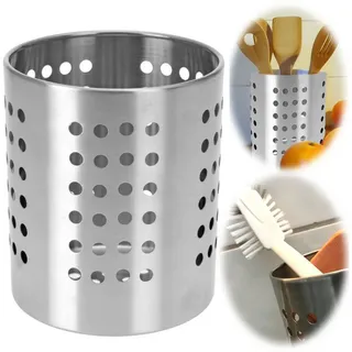 LS-LebenStil Besteckhalter Besteckständer Edelstahl 13x10cm Abtropfkorb Besteck Abtropfgestell, (Abtropfständer Utensilo Spülbecken Besteckhalter, 1-tlg., Besteckständer Küche Utensilienhalter Besteckkorb Organizer), Küchen Utensilienhalter Gelocht - Abtropflöcher im Boden silberfarben