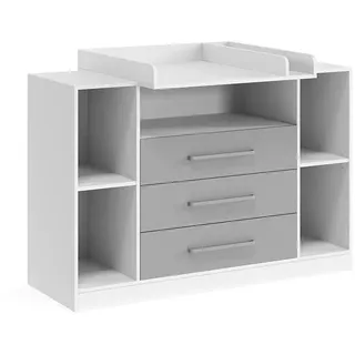 Vicco Wickelkommode Olina, Weiß/Grau 138.3 x 93 cm
