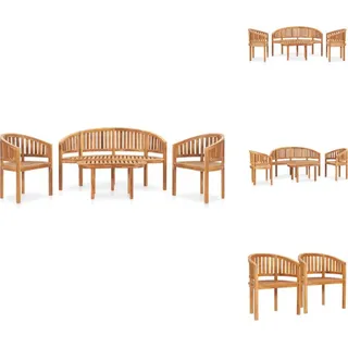 vidaXL 4-tlg. Garten-Lounge-Set Massivholz Teak -  Gartenmöbel-Sets - Braun