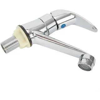 Chrom Einhebel-Waschtischarmatur Einhand-Badarmatur Kaltwasser Mischbatterie Wasserhahn für Waschbecken Einzelloch-Armatur Zinklegierung Langlebig
