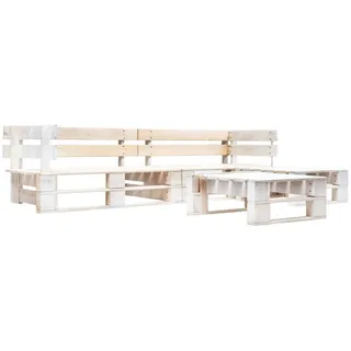 vidaXL Garten-Paletten-Sofagarnitur 4-tlg. Weiß