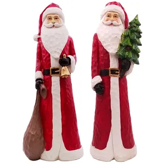 Logbuch-Verlag Weihnachtsfigur Weihnachtsmann Figur 30 cm im 2er Set – Weihnachtsdeko zum Hinstellen rot