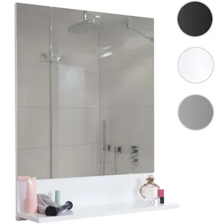 Mendler Wandspiegel mit Ablage HWC-B19, Badspiegel Badezimmer, hochglanz 75x60cm ~ weiß