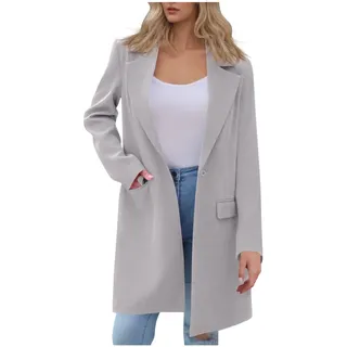 BFSWL Longblazer Damen Schwarz – Blazer Damen Elegant Lang – Lässig Langarm Longblazer – Lockere Einfarbig Blazerjacke – Herbst Einreihige Jacke mit Offener Vorderseite - XXL