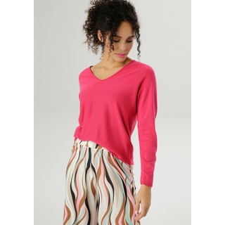 V-Ausschnitt-Pullover ANISTON SELECTED Gr. 42, pink Damen Pullover Feinstrickpullover