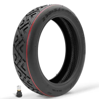 Felixstory Schlauchloser Reifen, 250 x 54, geeignet für 6,7 Zoll Felgen, 10 x 2,125 Zoll Vakuumreifen, Ersatz für Vorder- und Hinterreifen des Xiaomi 4 Scooters, mit Entlüftungshahn