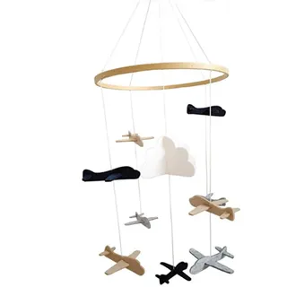 Baby Windspiel Krippe mit Filzbällen - Babybett Mobile Spielzeug | Baby Windspiel Bettglocke | Sternenhimmel/Flugzeug Und Cloud Kinderzimmer Dekoration | Babybett Mobile Für Jungen Und Mädchen