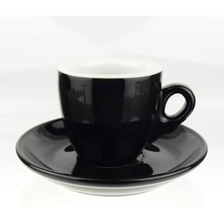 Moka Consorten | Extra dickwandige Espressotassen | 0,8 cm Wandstärke | Farbe: schwarz | 6 Tassen + 6 Untertassen