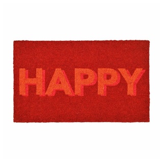 Fußmatte Happy Neon 45 x 75 cm, Giftcompany, rechteckig rot