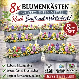 8er Set Zink Paletten Blumenkasten Europaletten Pflanzkasten Metall 38 cm groß
