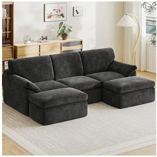 Gywowken Wohnlandschaft - Modulares Sofa 240 cm breit - Couch U-Form - Vakuumverpackt, Set, mit Liegefläche - Schlafsofa - keine Montage erforderlich grau