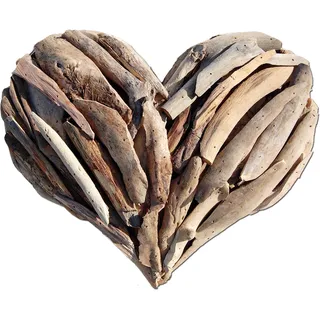 SEESTERN Treibholz Deko mit Herz (40 cm) Motiv Wanddeko Driftwood Holzdeko /1432