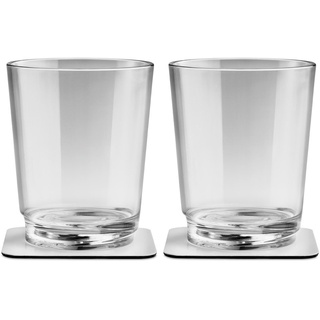 Silwy Magnetglas 250 ml mit Untersetzer 2er-Set transparent