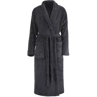 Brandsseller Unisex Bademantel Mikrofaser S/M – Weicher Morgenmantel mit Schalkragen für Damen & Herren – Hausmantel ideal für Zuhause, Reise & Spa – Anthrazit - S-M