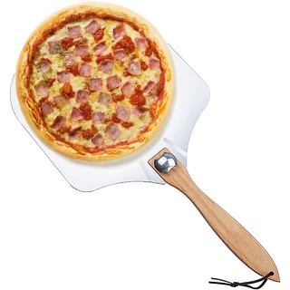 A/A Großer Pizzaschieber, 61 x 30,5 cm, Edelstahl-Aluminium-Pizza-Spatel | Pizzaschieber mit klappbarem langem Holzgriff, Pizzaofen-Zubehör für Brot, Gebäck und Backen