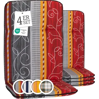 Beo Bali Hochlehner Auflagen 114x47 cm, 4er Set | Waschbare, atmungsaktive Gartenstuhl-Auflagen | UV-beständige Sitz-Auflagen | Made in EU nach Öko-Tex Standard | Pflegeleichte Polster