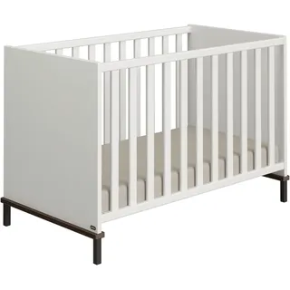Babybett YUNY BY PAIDI "LOVELY ALIV in Off-White", weiß (off, weiß, schwarz, walnut), B:67,2cm H:81,9cm L:126,2cm, Holzwerkstoff, Massivholz, Babybetten, Babybett, Gitterbett höhenverstellbar, Kinderbett
