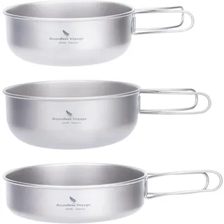 Boundless Voyage Outdoor Ultraleicht 3 STÜCKE Titan Schüssel Set Camping Kochgeschirr Picknick Titan Pan