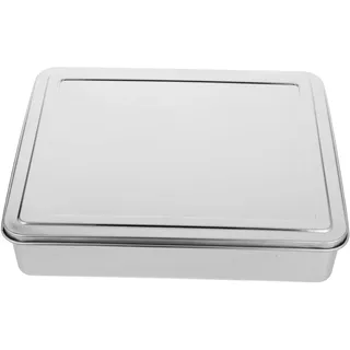 PEPLAYTAL Rechteckige Kuchenform Mit Deckel Edelstahl Silber 1 Stück | Edelstahl, Mit Deckel, Silber, Für Tiramisu Und Mousse-Kuchen, 1 Stück