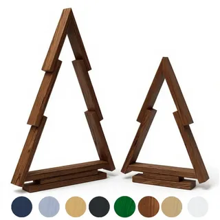 be4nature Weihnachtsfigur 2er SET Deko Tannenbaum Weihnachtsschmuck Weihnachtsdekoration (Fertiggebaut, 1 St., Braun), Handgemacht aus Holz für Innen und Außen geeignet für Flur und Balkon braun