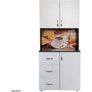 Hti-Living Küchenschrank Blanca Bistro 80 x 180 x 40 cm GRAU/WEISS