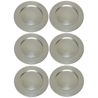 TAMLED Platzteller silber used look Dekoteller 6 Stück Ø 33 cm wiederverwendbarer Kunststoff