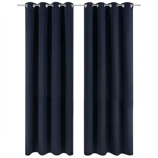 Blumtal Verdunklungsvorhänge 2er Set - Thermovorhang Hitzeschutz - Vorhang Blickdicht mit Ösen - Gardinenschals mit Schlaufen - Thermovorhang - Gardinen 160x132cm - Hitzeschutzvorhang - Vorhang Blau