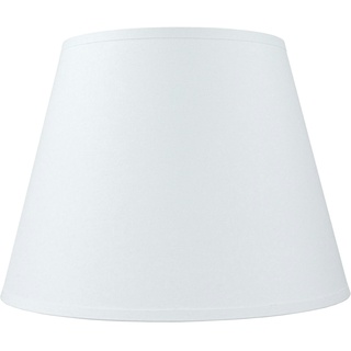 Licht-Erlebnisse Stoff Lampenschirm für Tischlampe E14 Ø 25 cm H: 18 cm Weiß konisch, LE60124