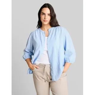 TOM TAILOR PLUS Langarmbluse Blusen & Shirts Plus Size - Bluse mit Leinenanteil blau 46 EU